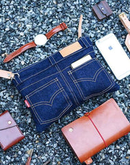 Cool Blue Jean Mens Clutch Bag Wristlet Bag Wallet Zipper Clutch Wallet For Men