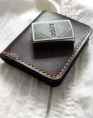 Vintage Leather Coffee Mens Small Wallet Leather billfold Bifold Wallets for Men