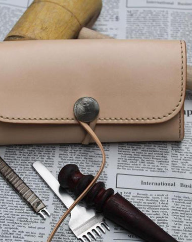 Handmade Leather Mens Clutch Long Wallet Cool Vintage Long Wallet for Men