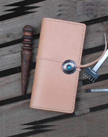 Handmade Leather Mens Vintage Long Wallet Cool Long Wallet for Men