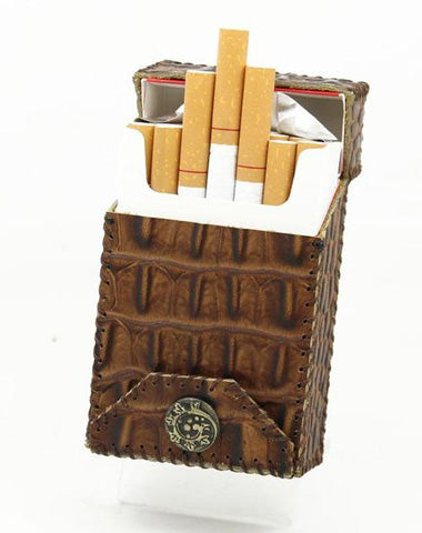 Handmade Cool Leather Mens Coffee Cigarette Holder Case Cigarette Holder for Men
