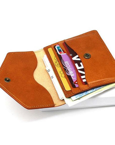 Cool Leather Mens Slim Card Wallet Front Pocket Wallets Small Change Wallet for Men