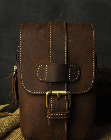 Small Mens Leather Belt Pouch Holsters Belt Case Cell Phone Waist Pouch for Men
