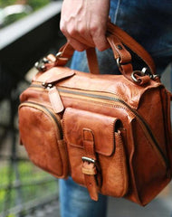 Vintage Brown Leather Mens Messenger Bag Handbag Shoulder Bag for men
