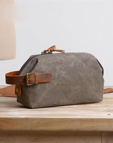 Large Canvas Mens Clutch Bag Zipper Wristlet Bag Phone Purse for Men