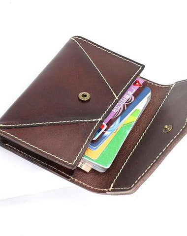Leather Mens Card Wallet Front Pocket Wallet Envelope Cool Small Change Wallet for Men