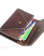 Leather Mens Card Wallet Front Pocket Wallet Envelope Cool Small Change Wallet for Men