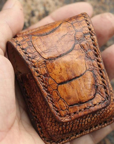 Cool Mens Brown Leather Zippo Lighter Cases with Loop Zippo lighter Holders with clips