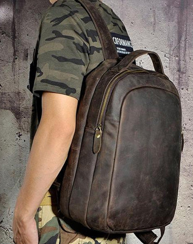 Cool Leather Mens Backpack Vintage Travel Backpack Satchel Backpack for men