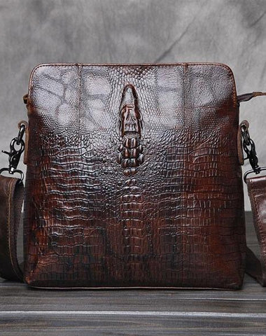 Cool Coffee Small Leather Mens Messenger Bag Shoulder Bag for Men