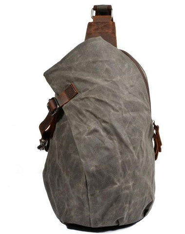 Cool Waxed Canvas Mens Sling Bag Chest Bag One Shoulder Packs for men