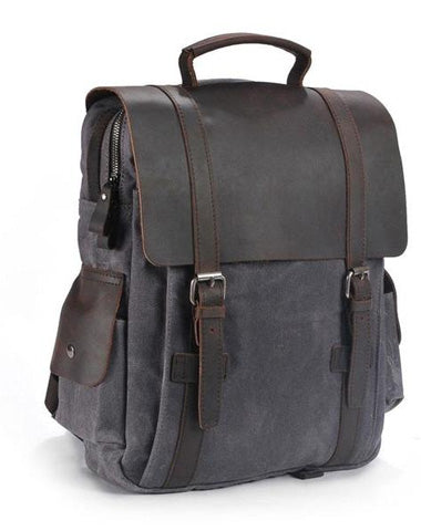 Cool Waxed Canvas Leather Mens Backpacks Canvas Travel Backpacks Canvas School Backpack for Men