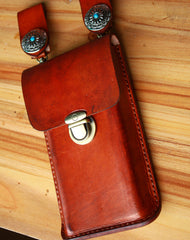 Handmade Cool Leather Belt Pouch Mens Waist Bag Cell Phone Holsters for Men