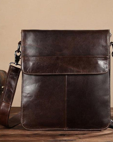 Cool Coffee Small Square Leather Mens Side Bag Messenger Bag Shoulder Bag for Men