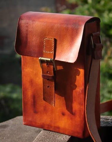 Handmade Vintage Leather Mens Messenger Bag Box Bag Brown Shoulder Bag for Men