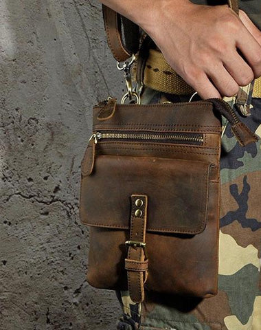 Vintage Mens Leather Side Bag Belt Pouch Holster Belt Case Waist Pouch for Men