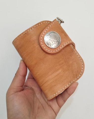 [On Sale] Handmade Mens Leather Small Biker Chain Wallet Cool billfold Biker Wallets with Chain