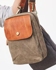 Canvas Leather Mens Belt Pouch Waist Bag Small Side Bag for Men