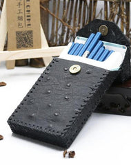 Handmade Leather Black Womens Cigarette Holder Case Cigarette Holder for Women