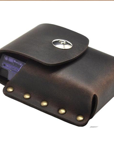 Cool Vintage Leather Mens Cigarette Case Cigarette Holder Belt Pouch with Belt Loop for Men