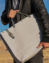 Mens Leather Canvas Large Handbag Canvas Weekender Bag Canvas Travel Bag for Men