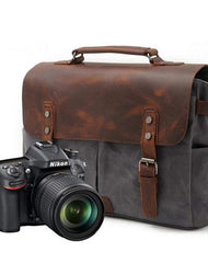 Mens Waxed Canvas Camera Side Bag Camera Messenger Bag Courier Bag Camera Shoulder Bag for Men