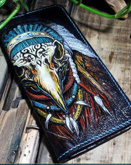 Handmade leather Biker wallet Indian Eagle trucker wallet leather men Tooled chain wallet