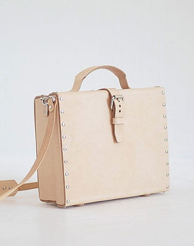 Handmade Leather briefcase small suitcase shoulder bag for crossbody bag - EverHandmade
