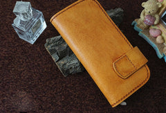 Handmade vintage leather tan biker wallet chian bifold Long wallet purse for men - EverHandmade
