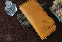 Handmade vintage leather tan biker wallet chian bifold Long wallet purse for men
