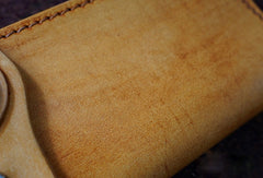 Handmade vintage leather tan biker wallet chian bifold Long wallet purse for men - EverHandmade