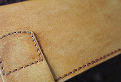 Handmade vintage leather tan biker wallet chian bifold Long wallet purse for men - EverHandmade