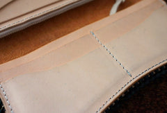 Handmade tan black floral men biker wallet chain leather Long wallet purse clutch for men
