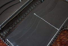 Handmade cobra leather black white biker wallet chain Long wallet clutch purse for men