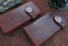 Handmade leather coffee lizard skin biker wallet  Long wallet clutch purse for men - EverHandmade