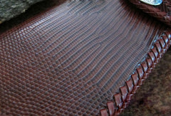 Handmade leather coffee lizard skin biker wallet  Long wallet clutch purse for men - EverHandmade