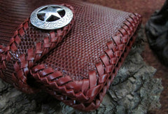 Handmade leather coffee lizard skin biker wallet  Long wallet clutch purse for men