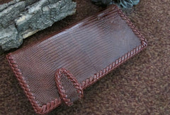 Handmade leather coffee lizard skin biker wallet  Long wallet clutch purse for men - EverHandmade