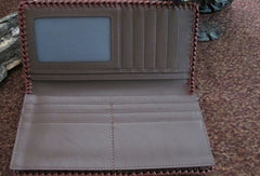 Handmade leather coffee lizard skin biker wallet  Long wallet clutch purse for men - EverHandmade