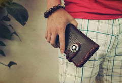 Handmade leather coffee lizard skin biker wallet  Long wallet clutch purse for men - EverHandmade