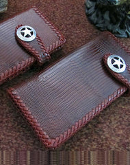 Handmade leather coffee lizard skin biker wallet  Long wallet clutch purse for men - EverHandmade