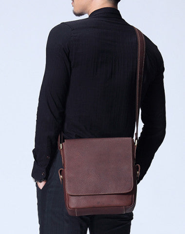 Cool leather men Small messenger bags shoulder bag - EverHandmade