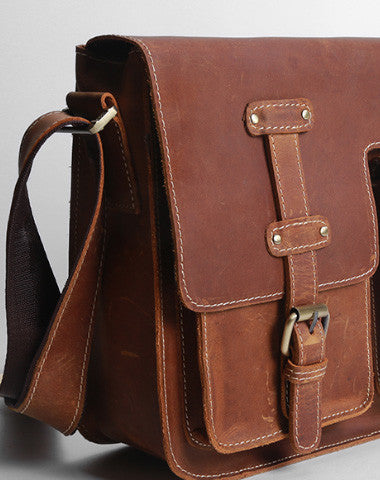 Handmade leather men messenger large vintage shoulder bag for men - EverHandmade