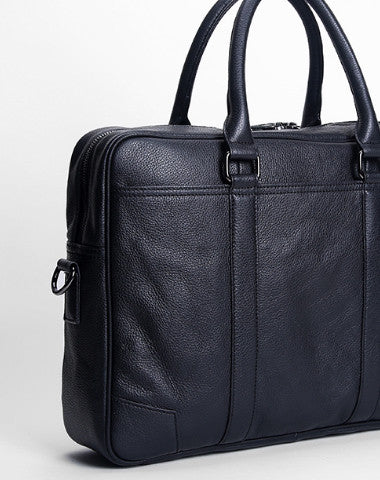 Cool Black leather mens Briefcase laptop Briefcase Work Shoulder Bag for Men - EverHandmade