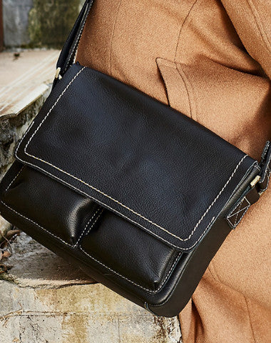 Leather mens Cool messenger bag vintage shoulder laptop bag for men - EverHandmade