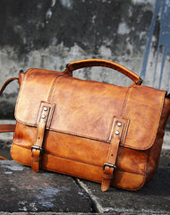 Cool Leather mens messenger bag Vintage shoulder bag laptop bag for Men - EverHandmade