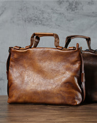 Leather mens Briefcase Shoulder laptop bag Business Bag for Men - EverHandmade