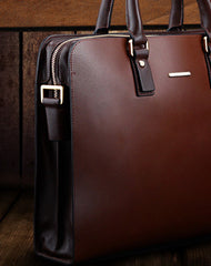 Fashion leather men Briefcase shoulder bag laptop bag work bag business bag - EverHandmade