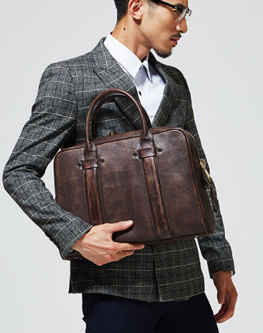 Handmade leather men messenger large vintage shoulder laptop bag vintage bag - EverHandmade