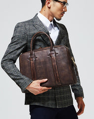 Handmade leather men messenger large vintage shoulder laptop bag vintage bag - EverHandmade